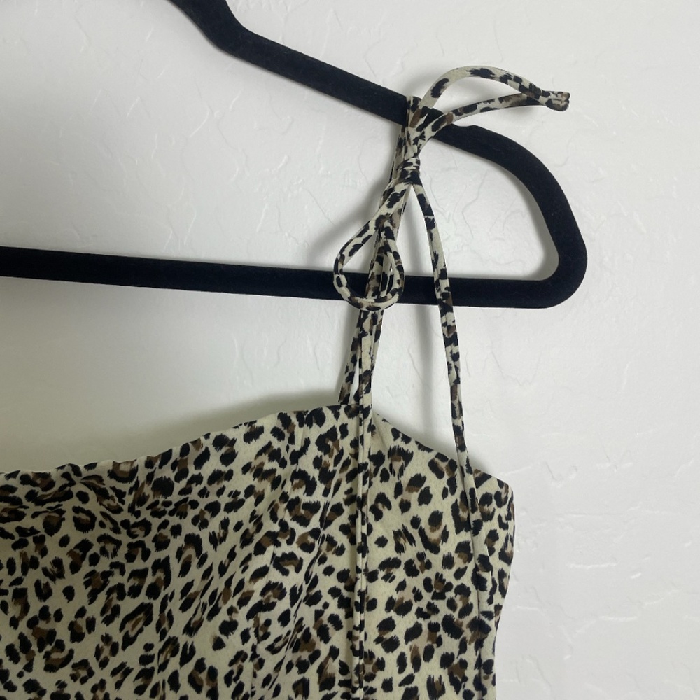 Leopard Cheetah Tie Top Babydoll Skater Chic Girly Classy Trendy Hip Mini Dress - Picture 4 of 7